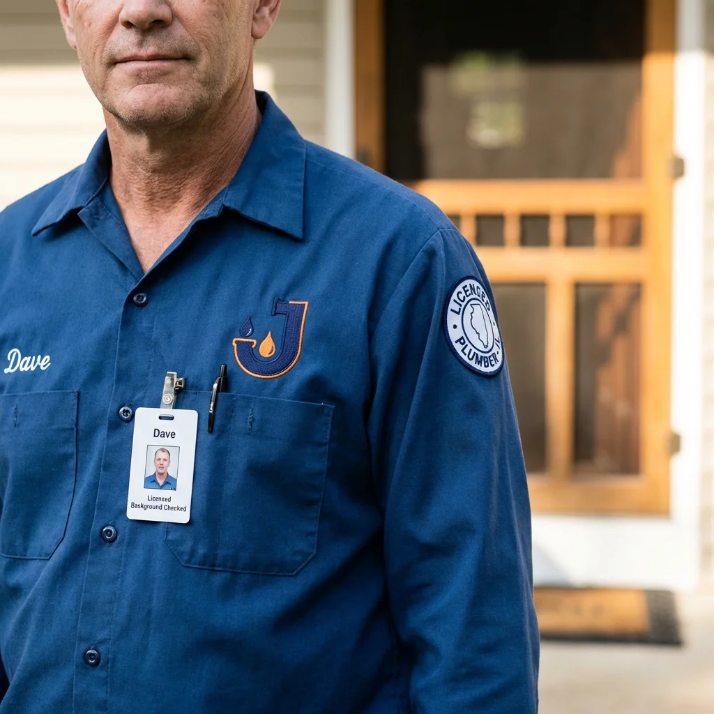 Licensed plumber showing ID badge in Magna, UT