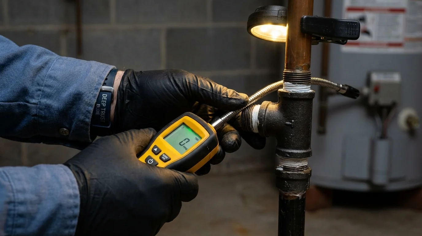 Gas leak detection with electronic sniffer by Johns Plumbing LLC in Magna